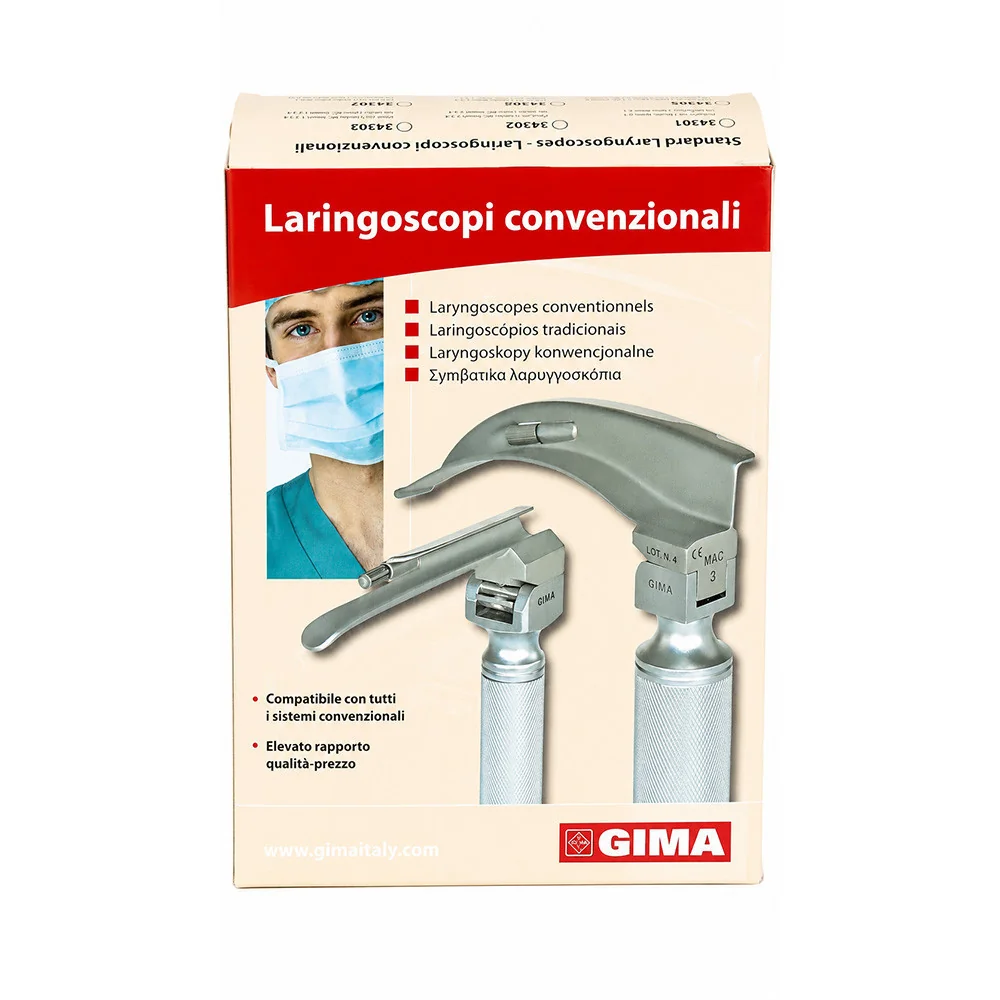 Set laringoscop GIMA cu 3 lame Miller 1 2 3 pentru intubație Set laringoscop GIMA cu 3 lame Miller 1 2 3 pentru intubație