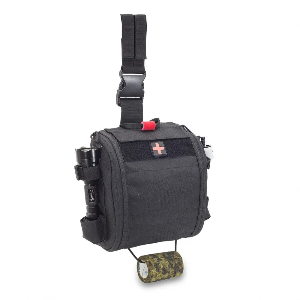 QUICKAID'S BLACK Elite Bags | Geantă Medicală Tactică Drop Leg pentru Prim Ajutor